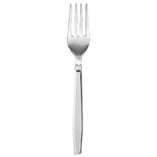 Amscan Reusable Party Friendly Premium Plastic Forks Cutlery, Silver, Pack of 100 Supplies (1200 Piece)