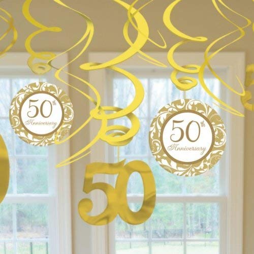 Amscan Elegant Decorative Swirl 50th Anniversary 24