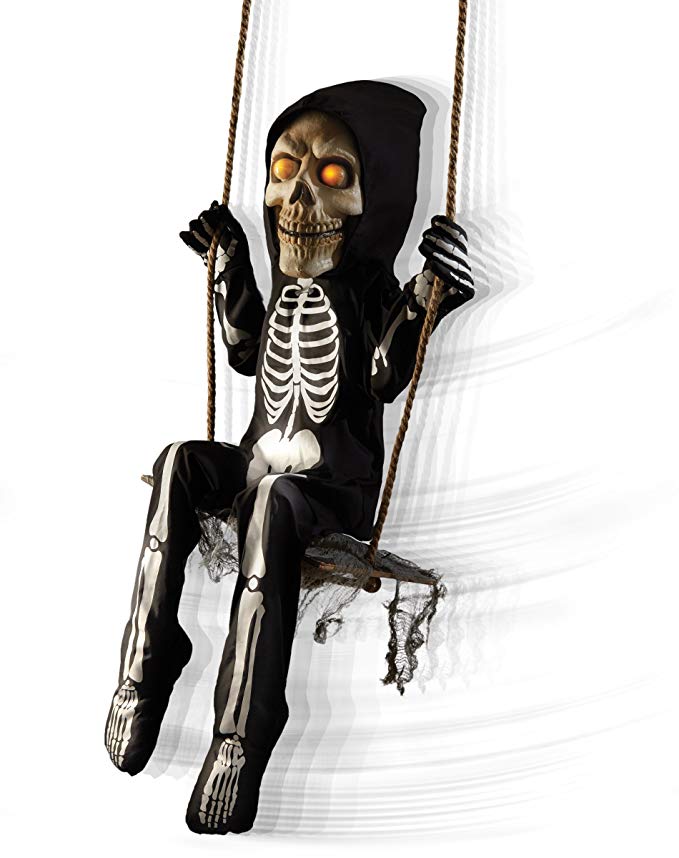 Spirit Halloween 3 Ft Swinging Skeleton Boy Animatronics - Decorations