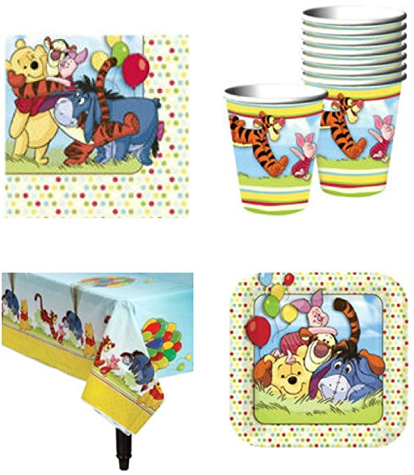 Pooh and Pals 1st Birthday Table ware Party Pack for 16 Guests