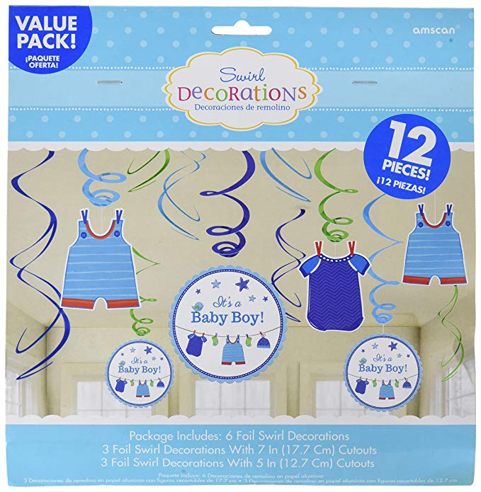 Amscan Cute Love Boy Value Baby Shower Foil Swirl,7