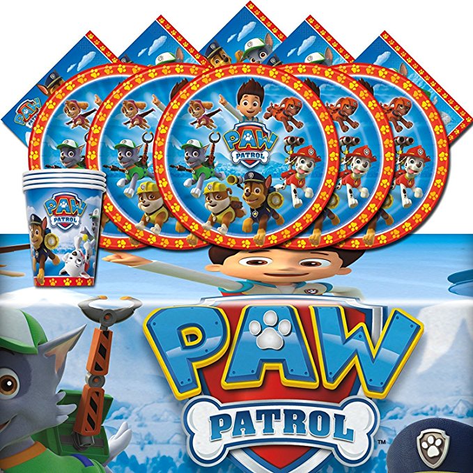 Paw Patrol Rescue Puppy Pet Children Birthday Complete Party Tableware Pack For 16