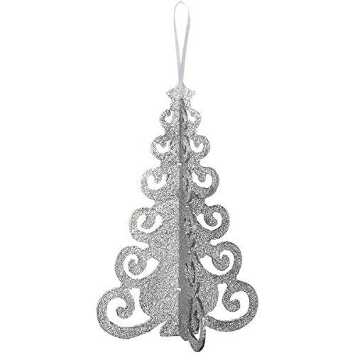 Amscan Festive Christmas and Holiday Party 3-D Tree Table Centerpiece Decoration, Silver, Wood , 10