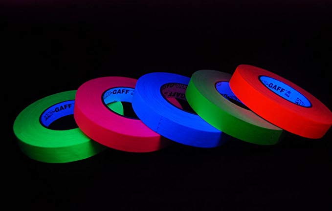 5 Pack 1 Inch Blacklight Reactive Fluorescent Gaffer Tape (50 Yards Per Roll)