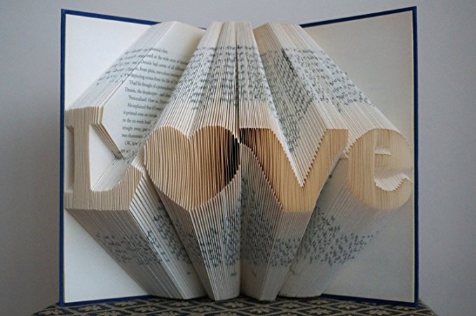 Folded Book Art -Stunning Word Pattern Folded Book Art -LOVE Pattern - Paper Anniversary Gift for Him or Her - Date - Unique Birthday Gift - Wedding Decoration - 6 Numbers -LOVE