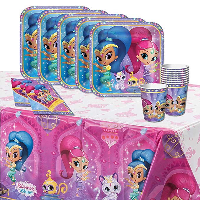 Shimmer and Shine Girl's Children's Birthday Party Tableware Pack Kit For 32