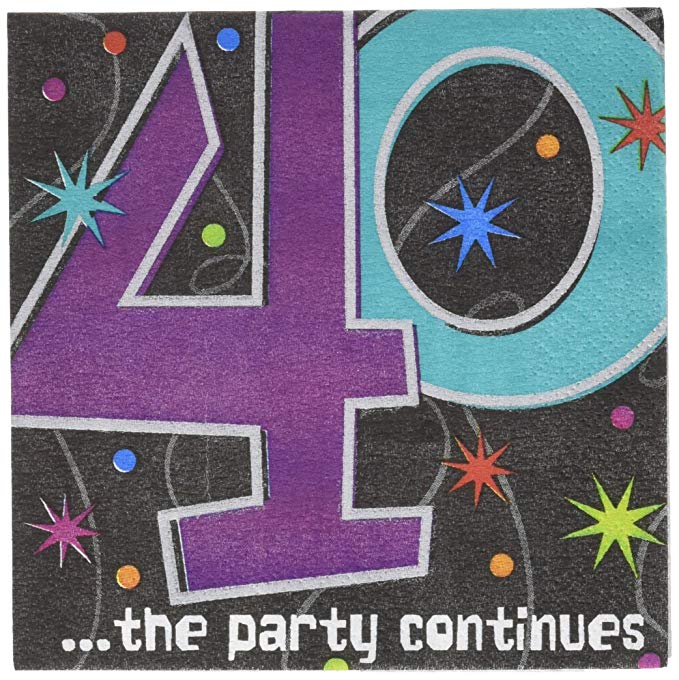 Amscan The Continuous 40th Birthday Beverage Napkins Tableware Childrens Party , 192 Pieces