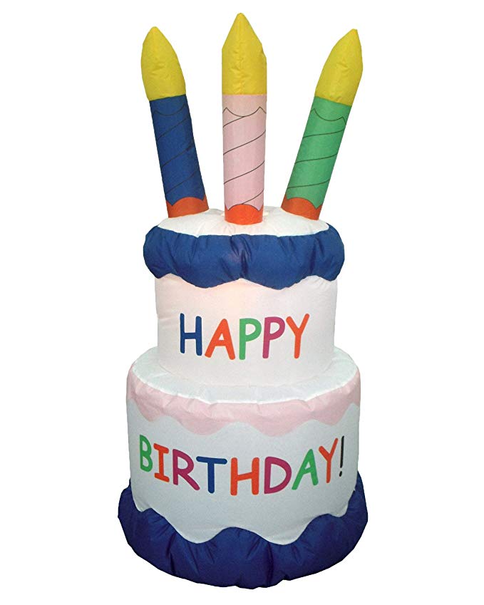 6 Foot Inflatable Happy Birthday Cake with Candles Yard Decoration