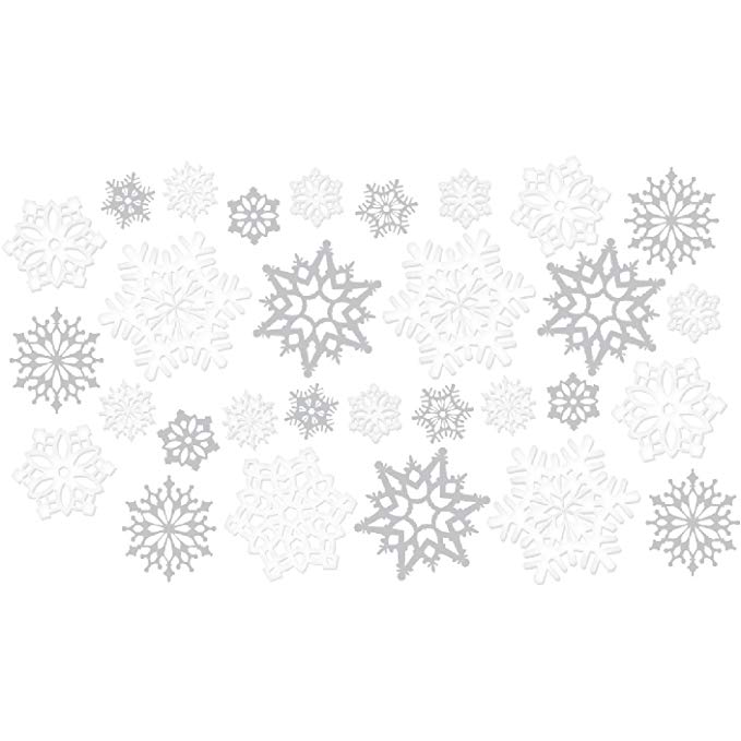 30 Piece Snowflake Decorations Cutouts Value Pack