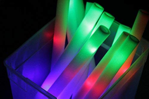 200 Pack - Multicolor LED Foam Sticks Glow Batons - 3 Modes - 18