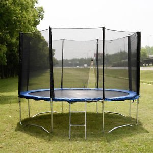 12 FT Trampoline Combo Bounce Jump Safety Enclosure Net W/Spring Pad & Ladder