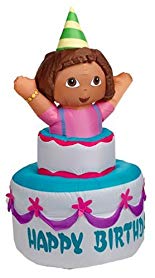 Gemmy Self Inflating Dora the Explorer on Happy Birthday Cake, 4-Feet Long