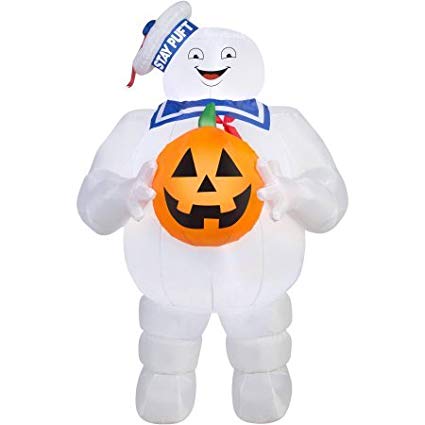 Gemmy Airblown Inflatable 5 X 3 Ghostbusters Stay Puft with Pumpkin Halloween Decoration