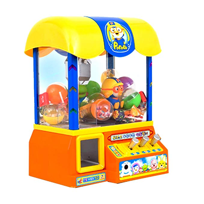 [Ginaworld]Pororo Claw Candy Toy Grabber Crane Machine with Pororo vioce Sound and songs + candy 10pcs + chupachups 10pcs + Toy Sanitizer 30ml