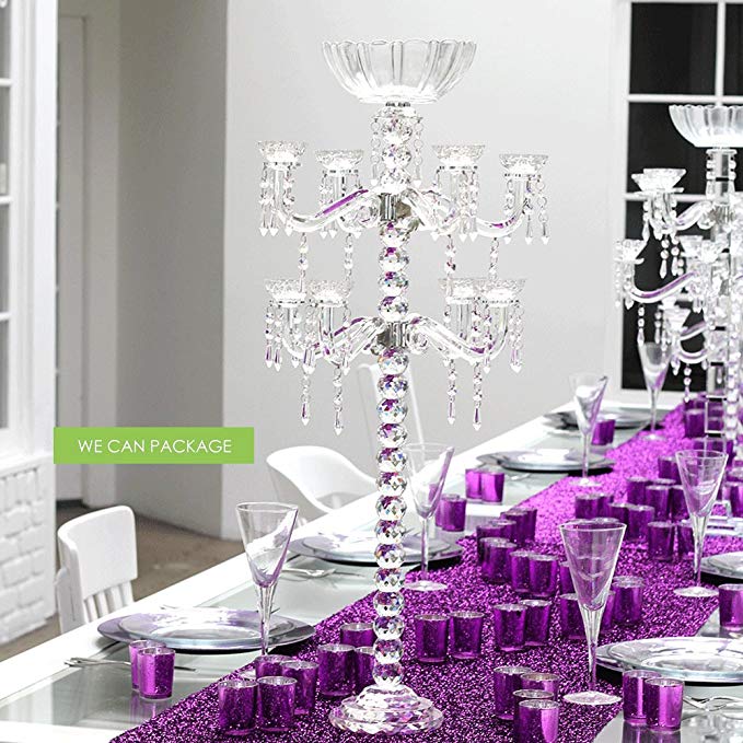 We Can Package Tall Crystal Candelabra Glass Ball Small Wedding Centerpiece