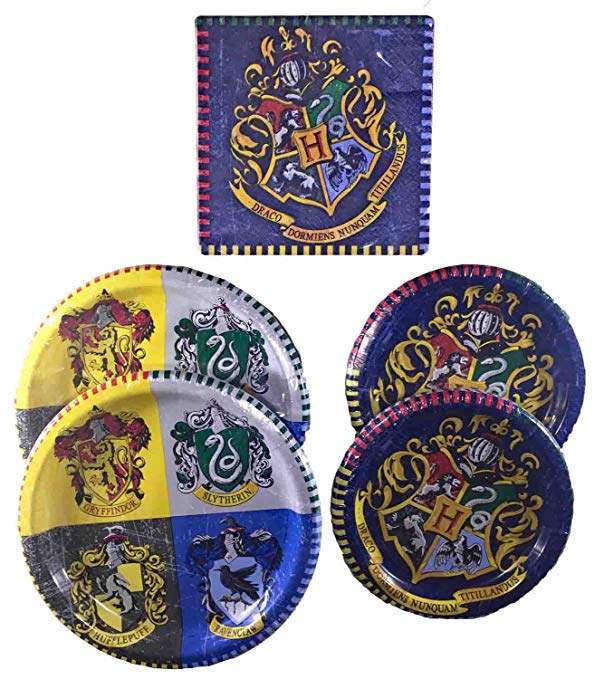 Harry Potter Party Supplies Childrens Birthday Party Tableware Pack And Adults For 16 Bundle - Includes 16 Dinner Plates, 16 Dessert Plates, and 16 Lu