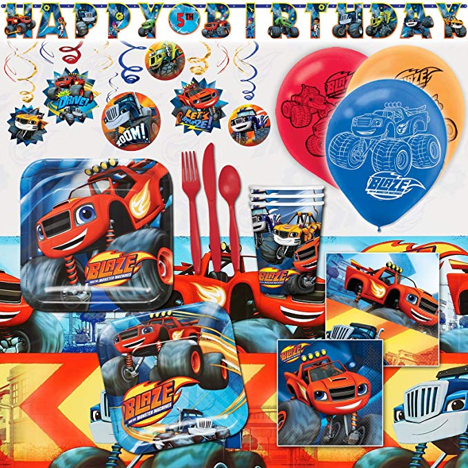 Deluxe Blaze and The Monster Machines Birthday Party Pack Decoration Kit For 16